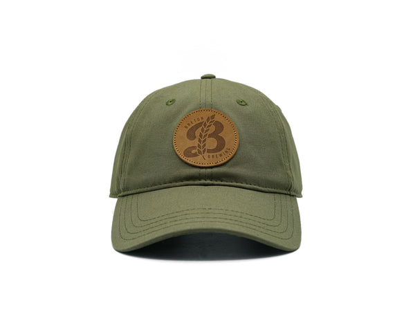 'Dad Hat- Leather Patch- Olive