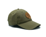 'Dad Hat- Leather Patch- Olive