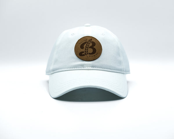 'Dad Hat- Leather Patch- White