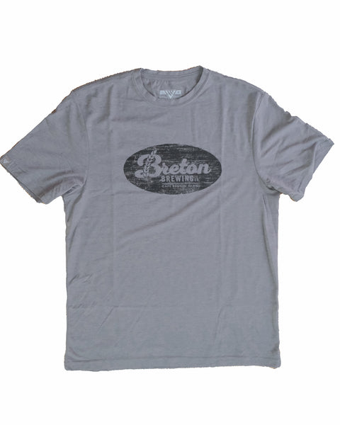 'Distressed' Oval Logo Men's Tee - Heather Steel